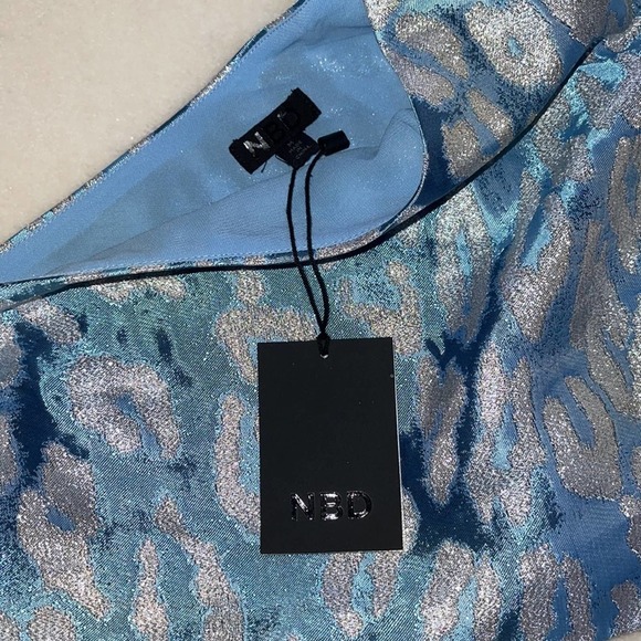 NBD Eris One Shoulder Top in Blue & Silver - Picture 9 of 10